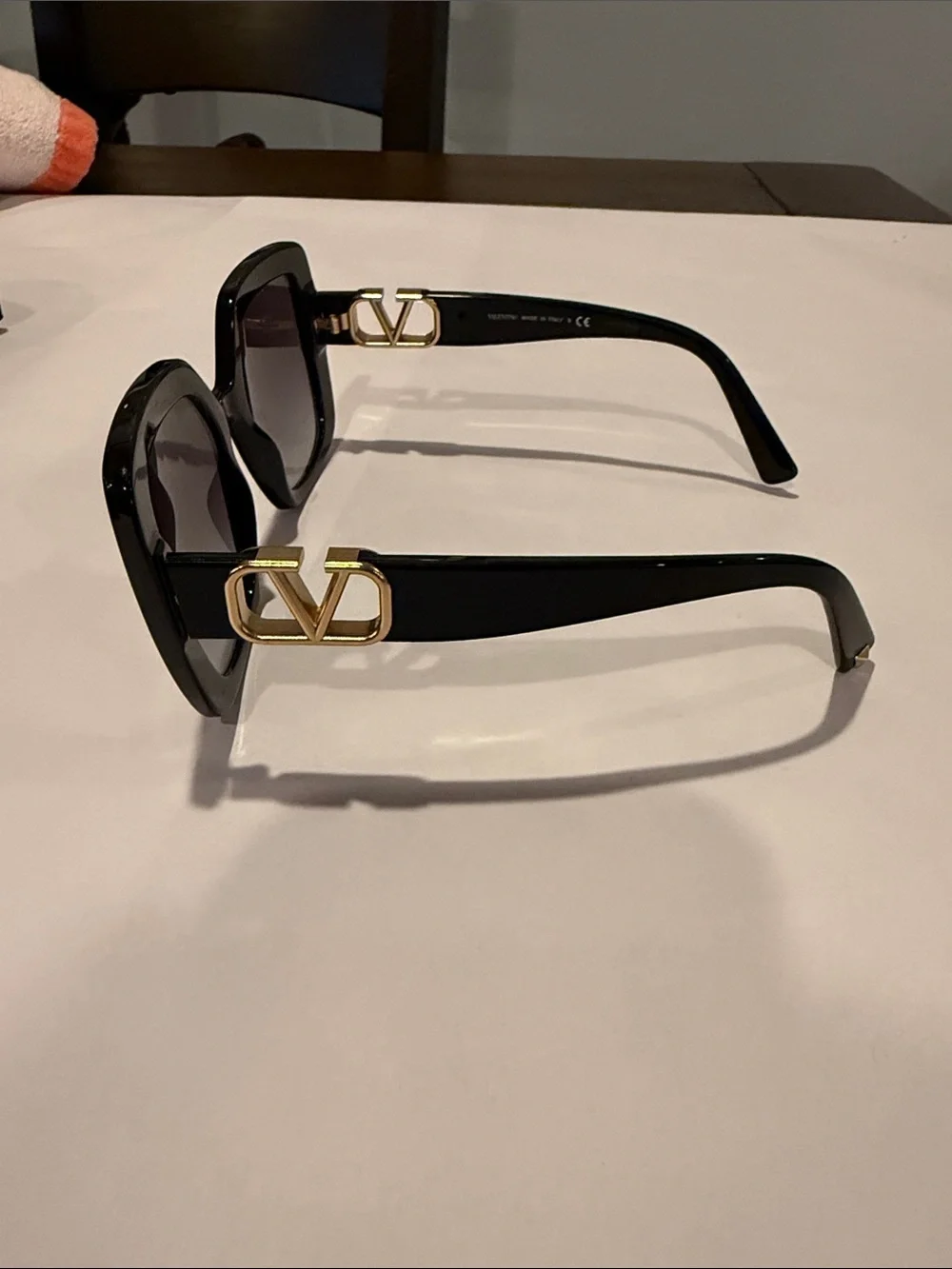 Valentino Black Oversized Square Sunglasses with Dark Lenses